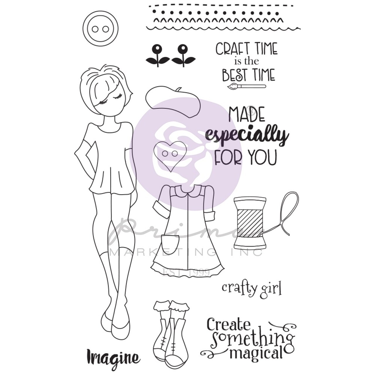 Prima Marketing Julie Nutting Mixed Media Cling Rubber Stamp-Mindy